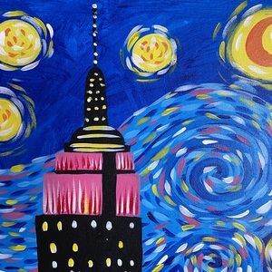 Original oil painting over canvas of NYC Empire State building
